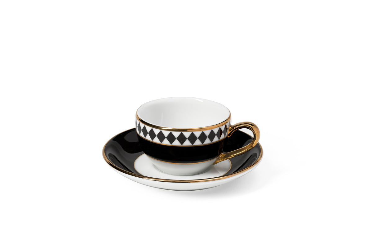 Eternal Noir "Patterned" Tea Cup and Saucer